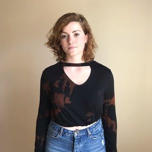 Faded glory bleached choker tee